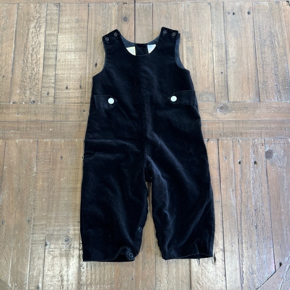Vintage Carriage Boutiques Black Velour Overalls 12 Months 90s Traditional